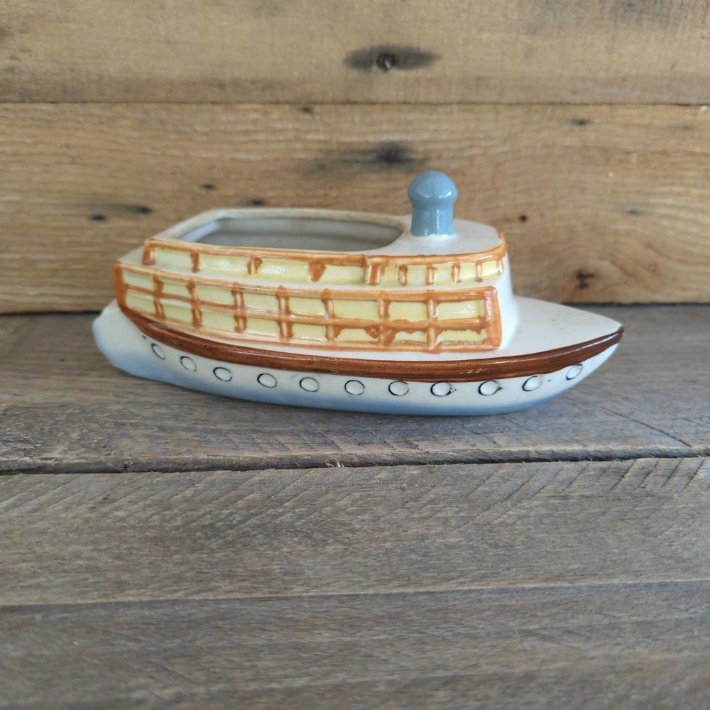 Vintage Steamship Ceramic Planter Made in Japan
